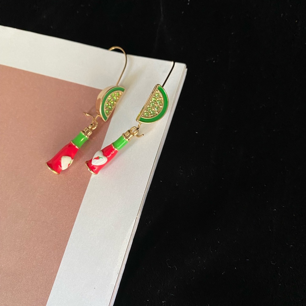 Betsey Johnson hot sauce and lemon Earrings